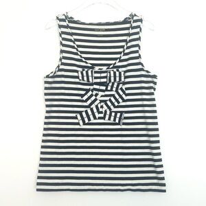 Kate Spade Striped Tank Top Euro Summer Shirt Bows Coastal Blue White Size Large